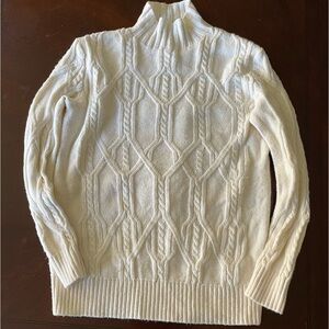 Banana Republic women’s ivory cable mock neck sweater size xs